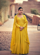 Fantastic Design Embroidered Yellow Gown